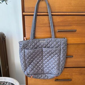 MZ Wallace Charcoal Quilted Pocket Tote Bag